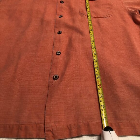 Jamaica Jaxx 100% Silk Hawaiian Shirt Men's Medium, colo Peach Short Sleeve - Picture 5 of 7